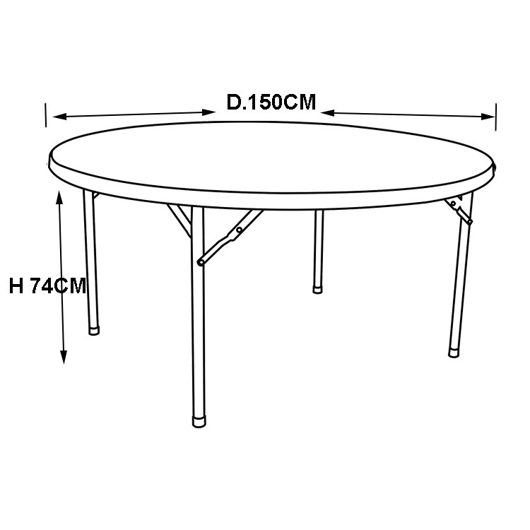 Cheap Wholesale 5FT White 180 Cm Events Plastic 10 Seater Garden 60 People Inch Round Folding Table 6FT