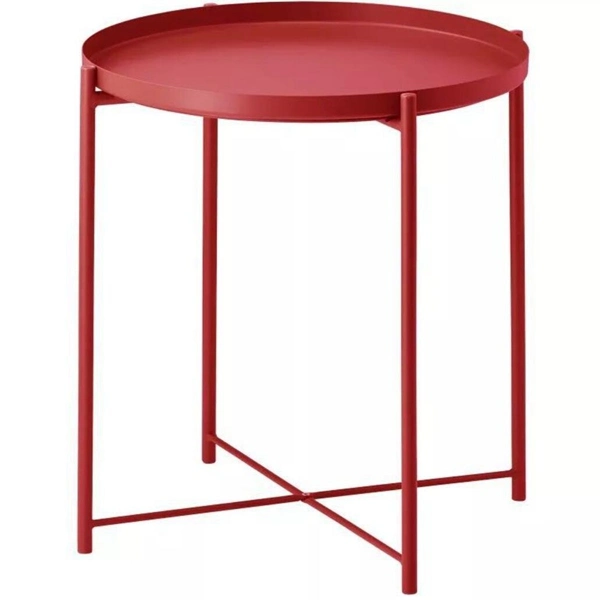 Round Folding Side Table Small Tray Metal End Table Outdoor or Indoor