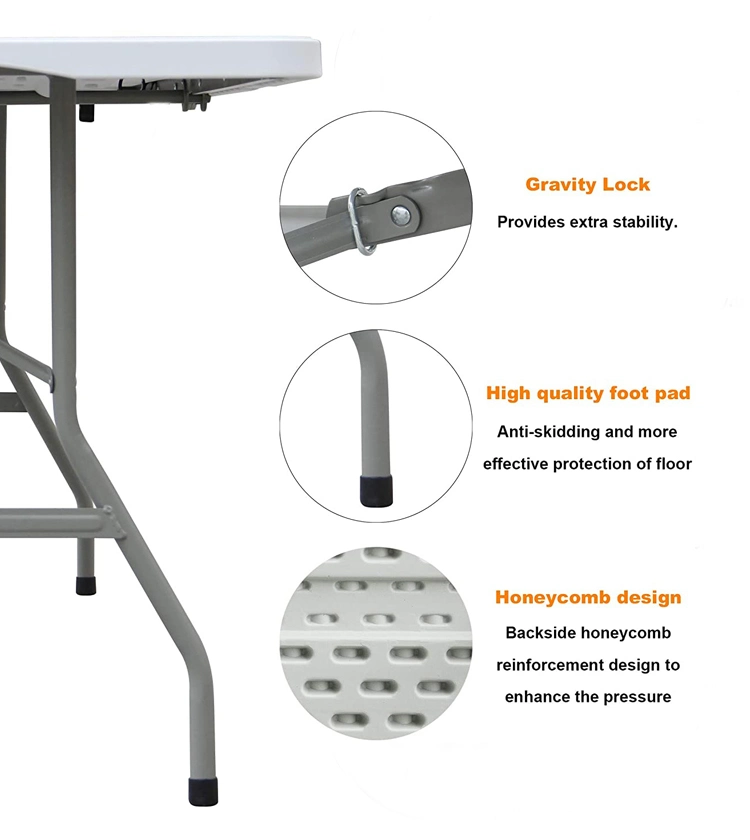 Cheap White Outdoor 6FT 180cm Plastic Folding Table, Portable Camping Table with En581 Standard