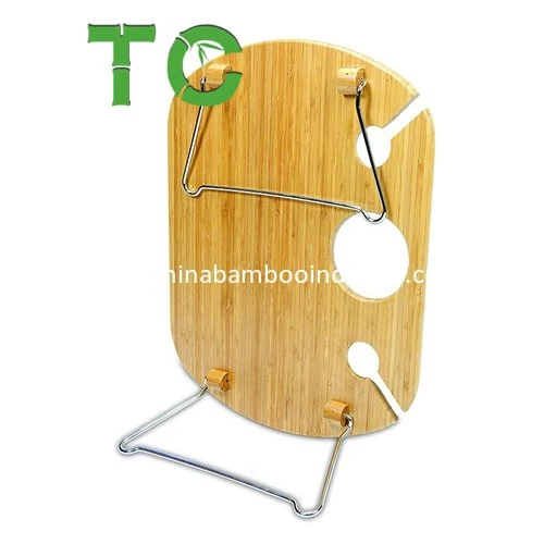 Hotselling Bamboo Picnic Wine Table Foldable Picnic Wine and Snack Table Outdoor Food Serving Tray with Folding Legs