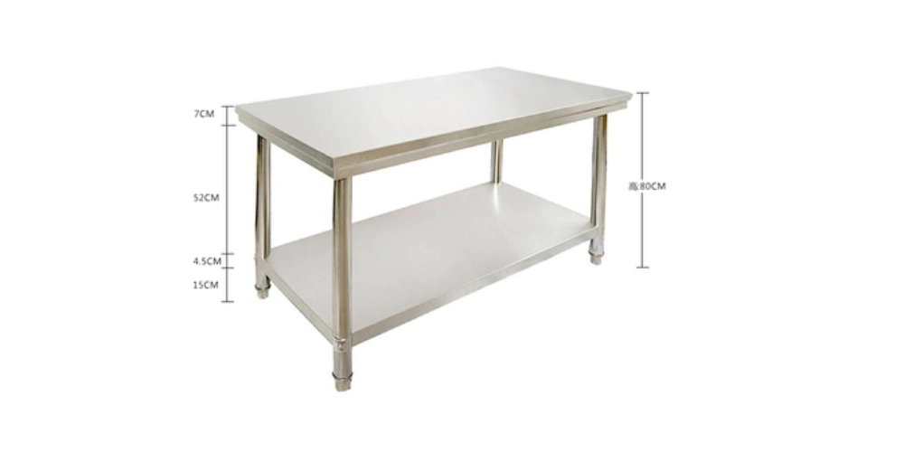 Double Layers Stainless Steel Folding Work Table with Under Shelf for Kitchen