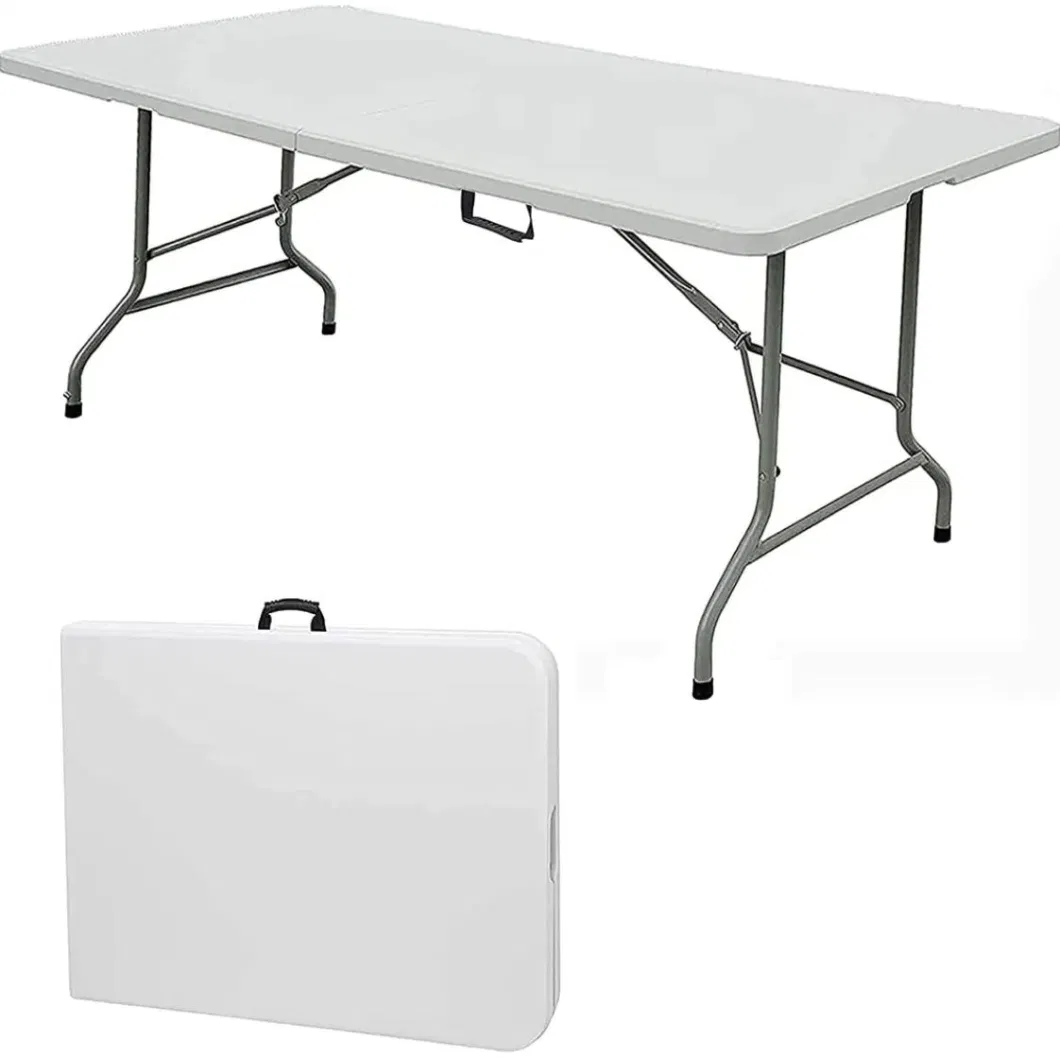 6FT 8FT Adjustable-Height Molded Plastic Top Foldable Table