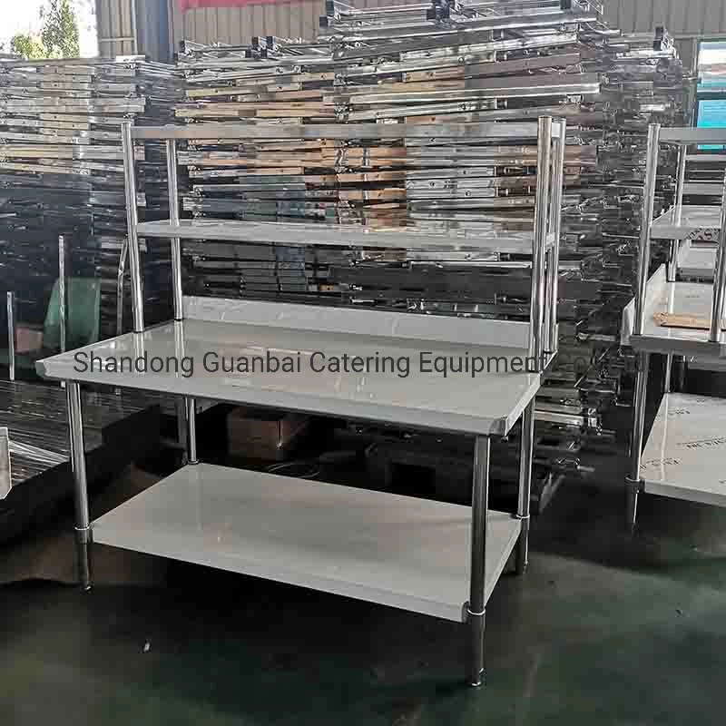 promotional stainless steel double layer folding work table for commercial kitchen equipment