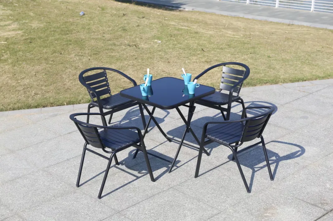 Outdoor Leisure Milk Tea Shop Folding Table Combination of Small Round Tables and Chairs Outside Balcony Garden Chairs and Tables