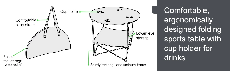 Folding Camping Table Portable Outdoor Side Lightweight Round Picnic Table