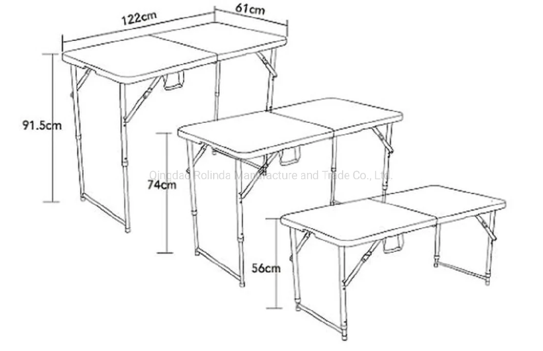 Commercial Height Adjustable Folding Utility Table, 4 Feet, White Granite