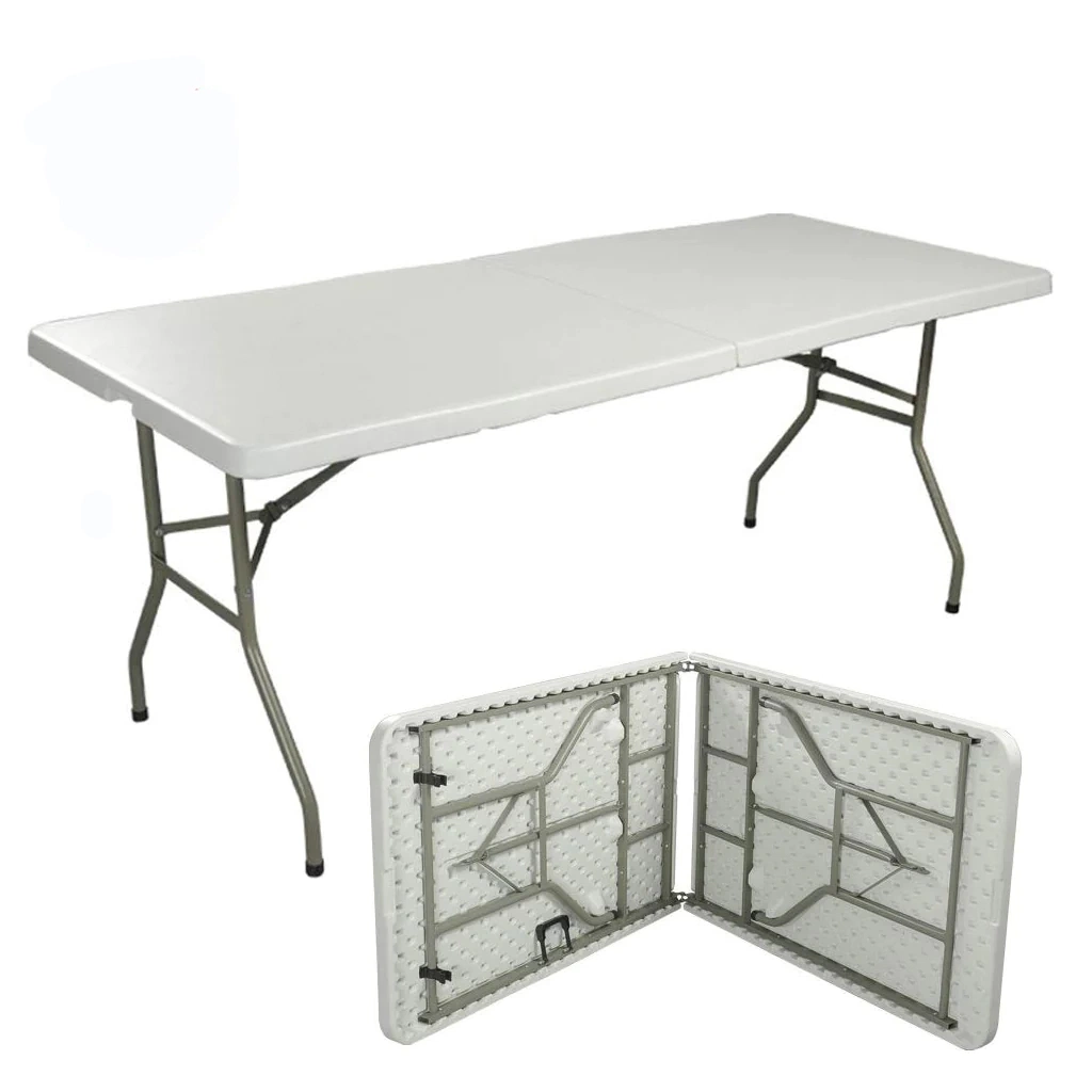 6FT 8FT Adjustable-Height Molded Plastic Top Foldable Table