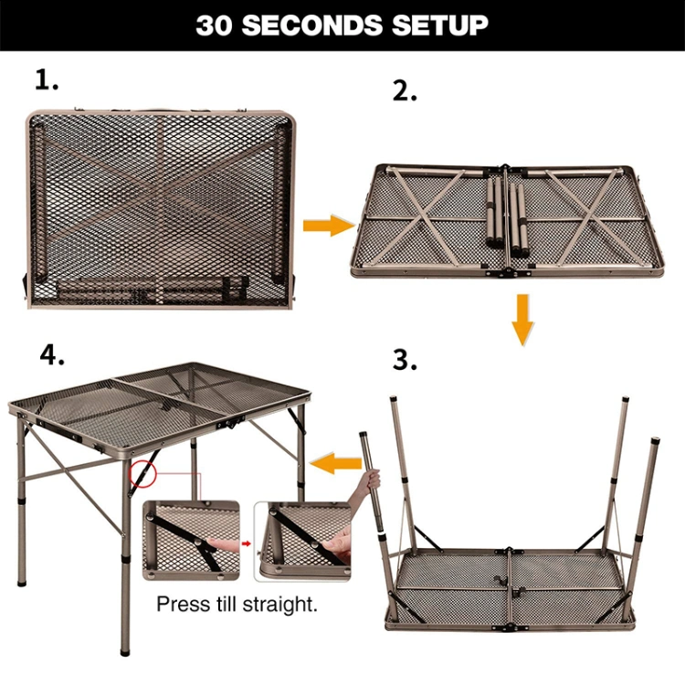 Folding Portable Grill Table for Camping, Lightweight Aluminum Metal Grill Stand Table for Outside Cooking Outdoor