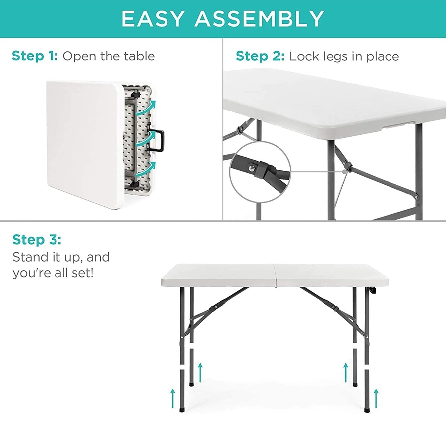 Cheap 4FT Outdoor Camping White Plastic Folding Table for Dining