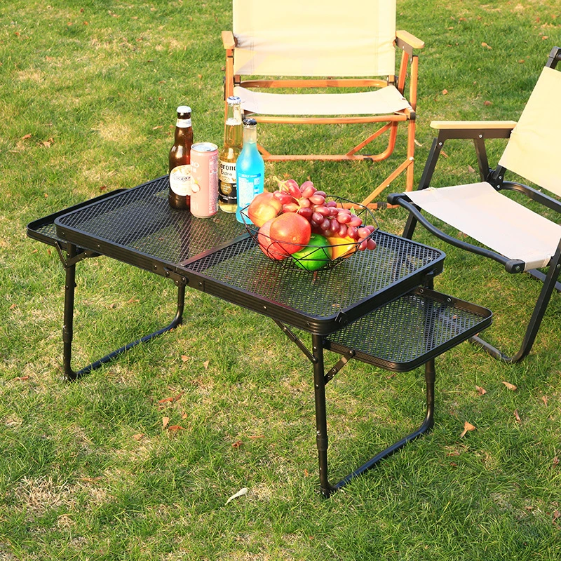 Outdoor Metal Folding Table Camping Table Portable Lightweight Camping Grill Table for 4 to 6 People Suitable for Camping, Picnic, Barbecue, Patio, Party, Indoo