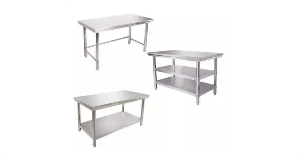 Double Layers Stainless Steel Folding Work Table with Under Shelf for Kitchen