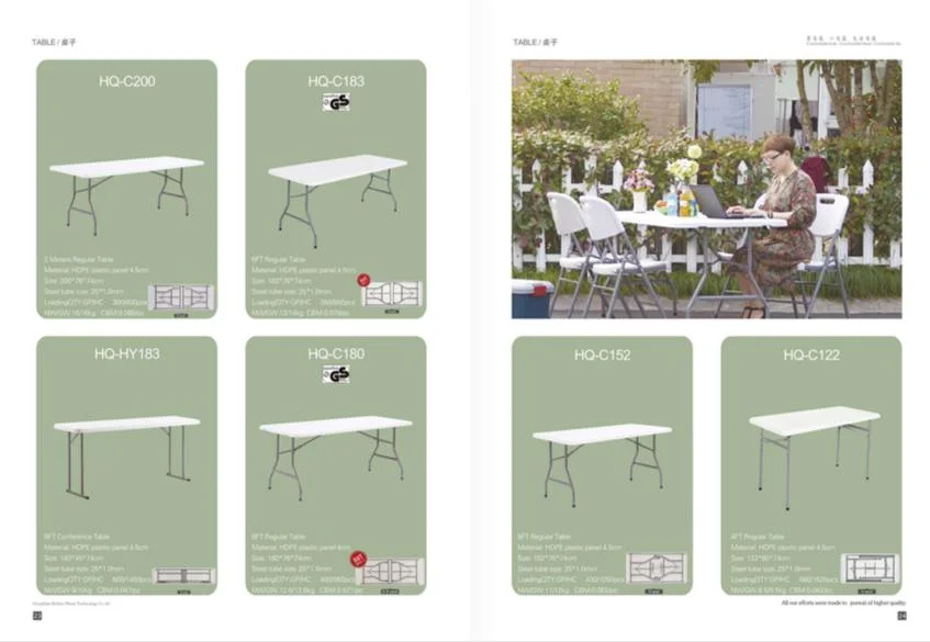 2m Long Plastic Folding Table, Garden Furniture Table