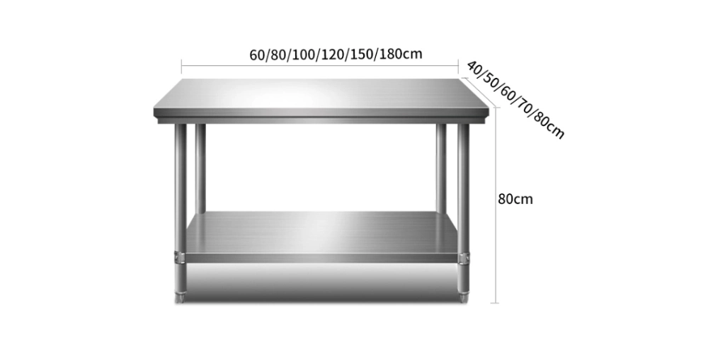 Double Layers Stainless Steel Folding Work Table with Under Shelf for Kitchen