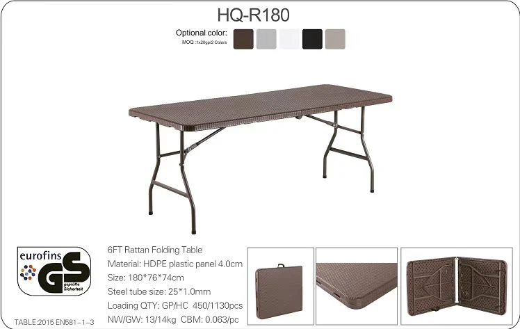 2m Long Plastic Folding Table, Garden Furniture Table