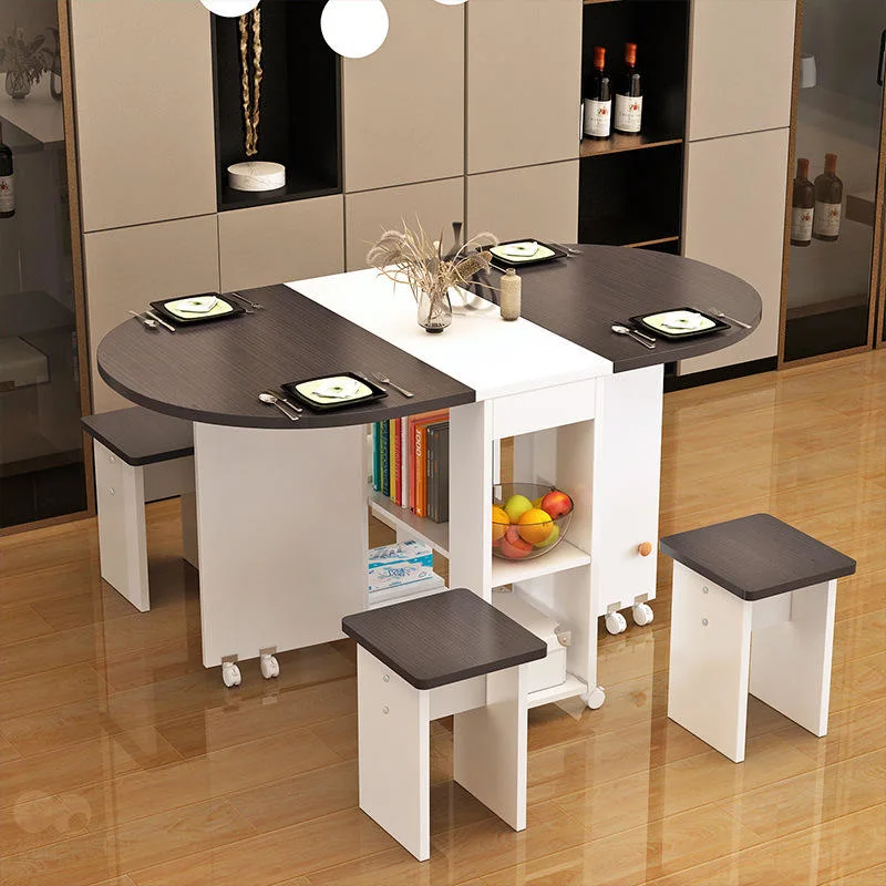 Creative Folding Table and Chair Set Multipurpose Dining Tables Set with Chair Space Saving Table