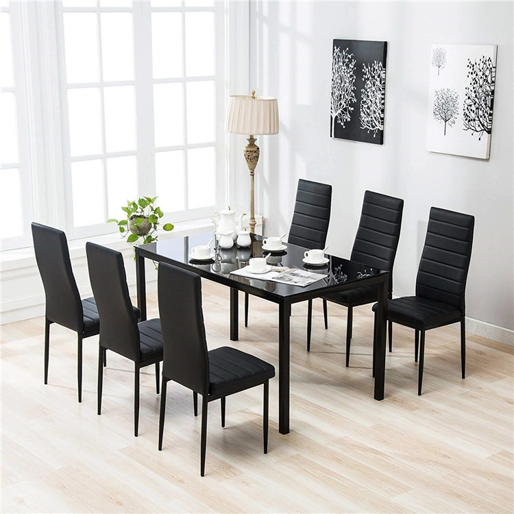 Italian Modern Folding Glass Furniture Luxury 6 Chairs Ceramic Metal Dining Table Set