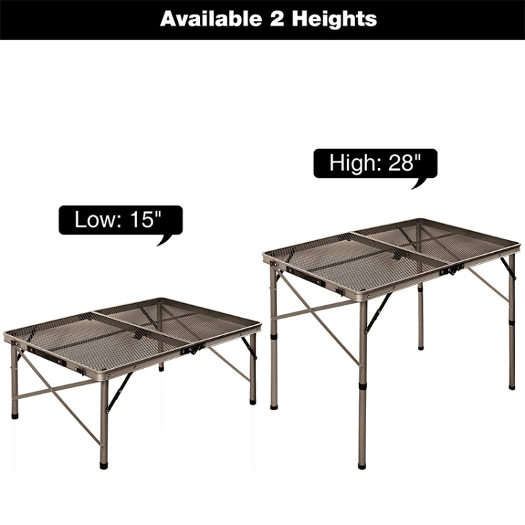 Folding Portable Grill Table for Camping, Lightweight Aluminum Metal Grill Stand Table for Outside Cooking Outdoor