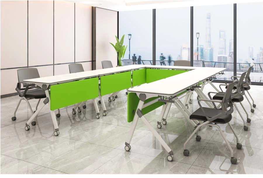 Green and White Color Folding Study Table for Office School Conference Hall