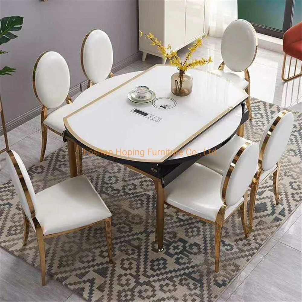 Modern Resell Rent Coffee Side Couch Table Outdoor Banquet Dining Chair Folding Round Marble Glass Woof Top Barcelona Dining Table Chair Set