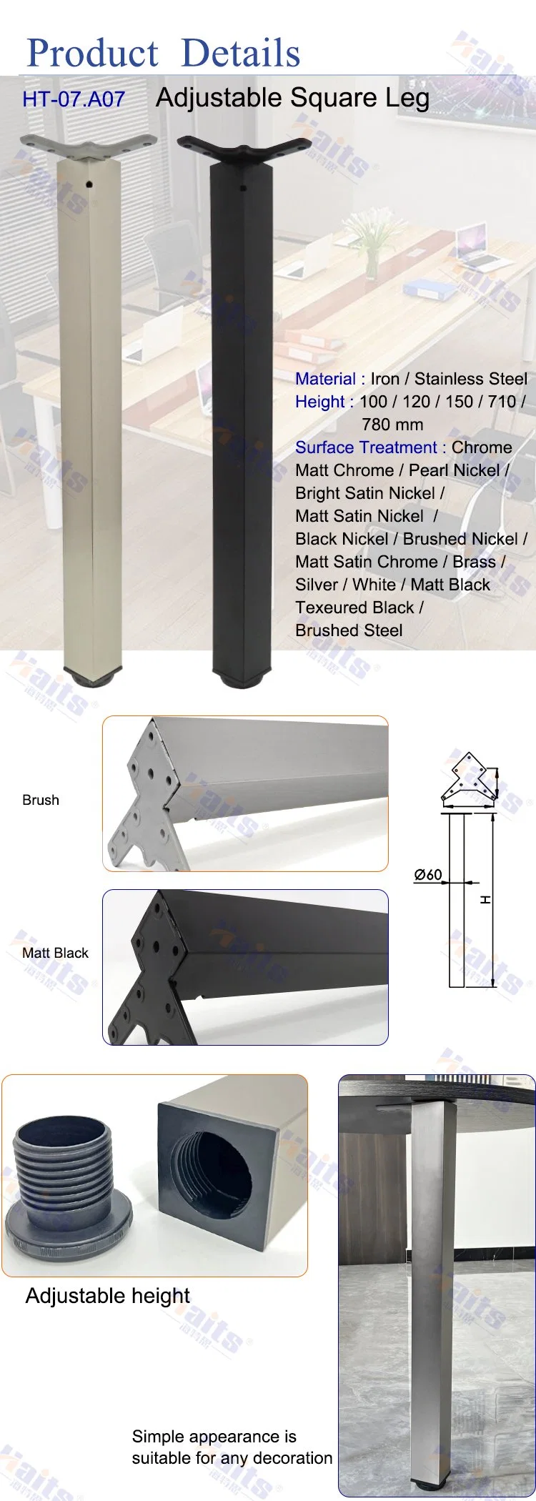 Adjustable and Foldable Table Leg Furniture Accessories