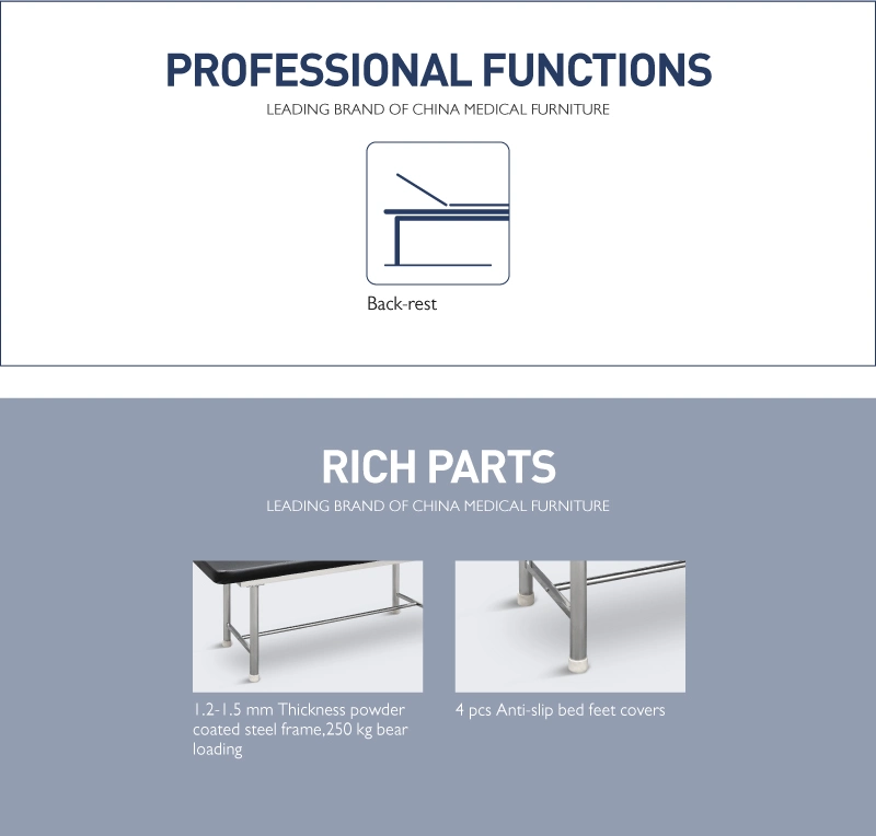 X09 Saikang Economic Hospital Exam Couch Bed Stainless Steel Foldable Patient Medical Examination Table Price