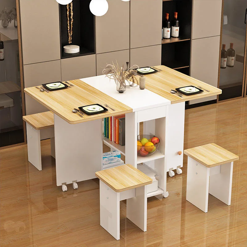 Creative Folding Table and Chair Set Multipurpose Dining Tables Set with Chair Space Saving Table