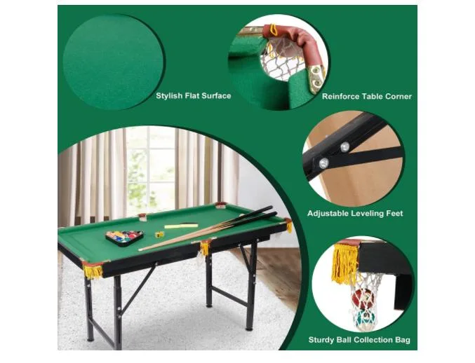 Folding Billiard Table Space Saving Pool Game Table for Kids and Adults