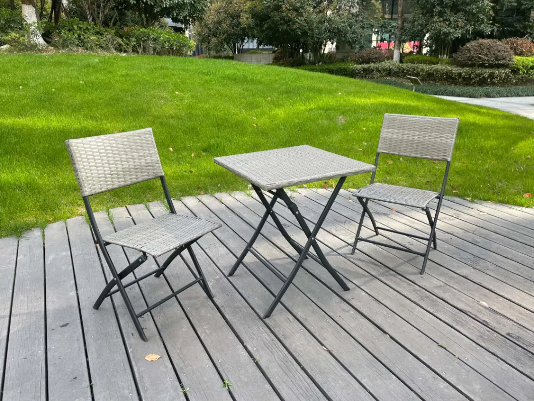 3 Piece Patio Set of Foldable Patio Table and Chairs