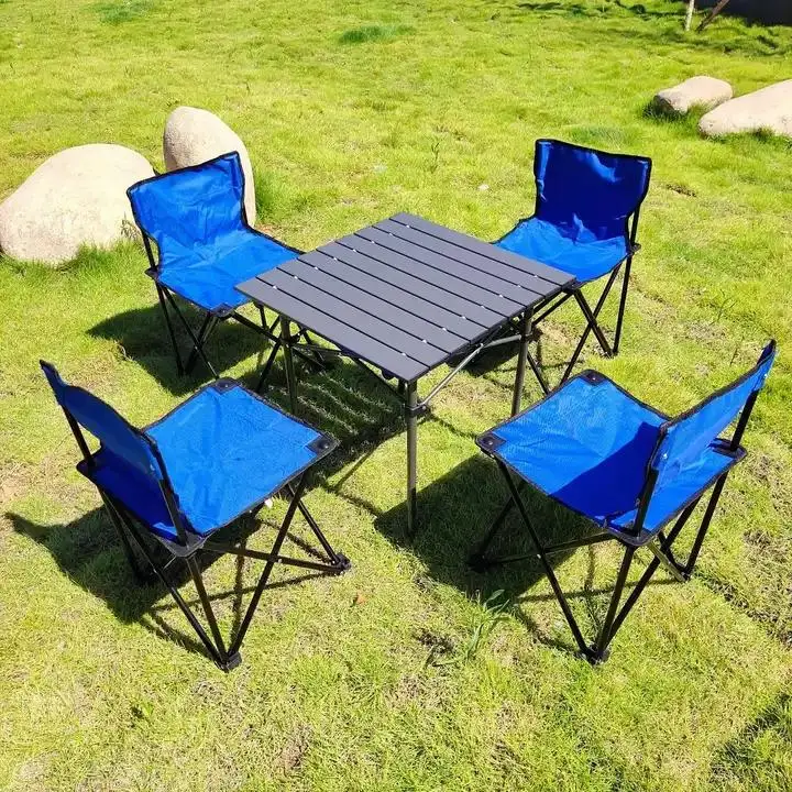 Polar Everest Outdoor Furniture Folding Camping Tables with 4 Chairs Set