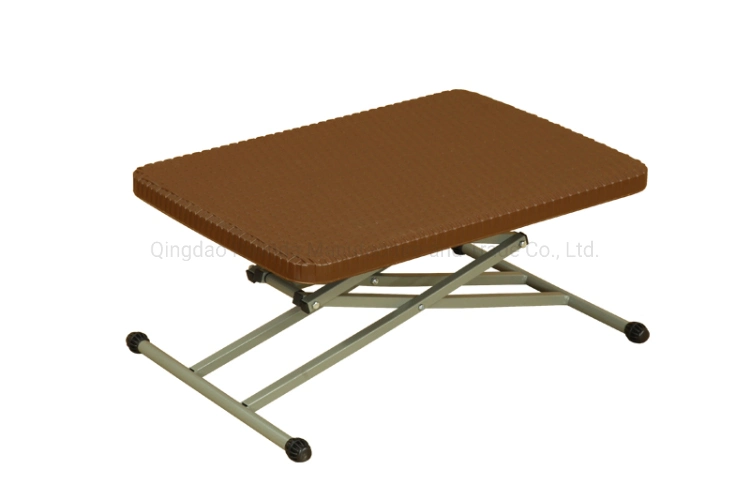 Wholesale 4 Levels Height Adjustable Fold up Portable Plastic Folding Coffee Tea Table Portable Foldable Outdoor PVC Small Adjustable Folding Table