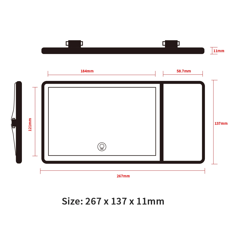 Car Mounted 5X Magnification LED Mirror USB Rechargeable Vehicle Sun Visor Vanity Dimmable Makeup Mirror