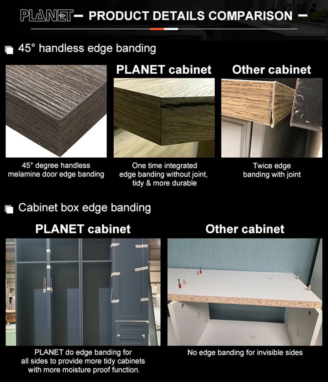 Modern Modular Designs L-Shape Built in Cupboards Kitchen Cabinet with Drawers