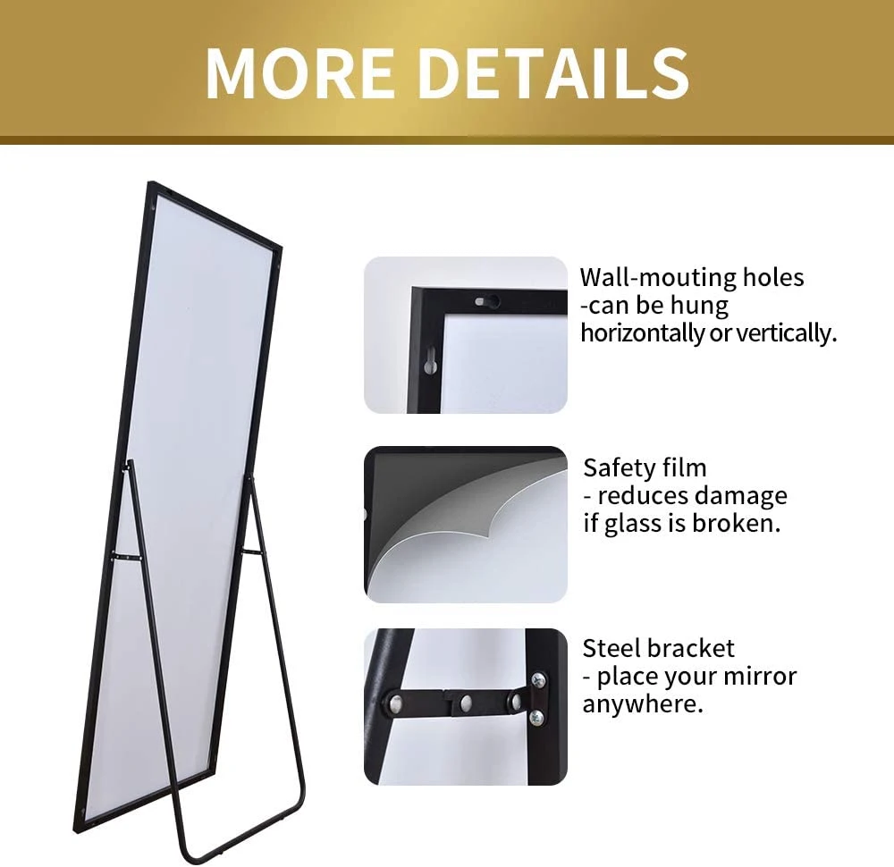 Fashion Professional Aluminum Frame Arch Wall Full Length Floor Mirror