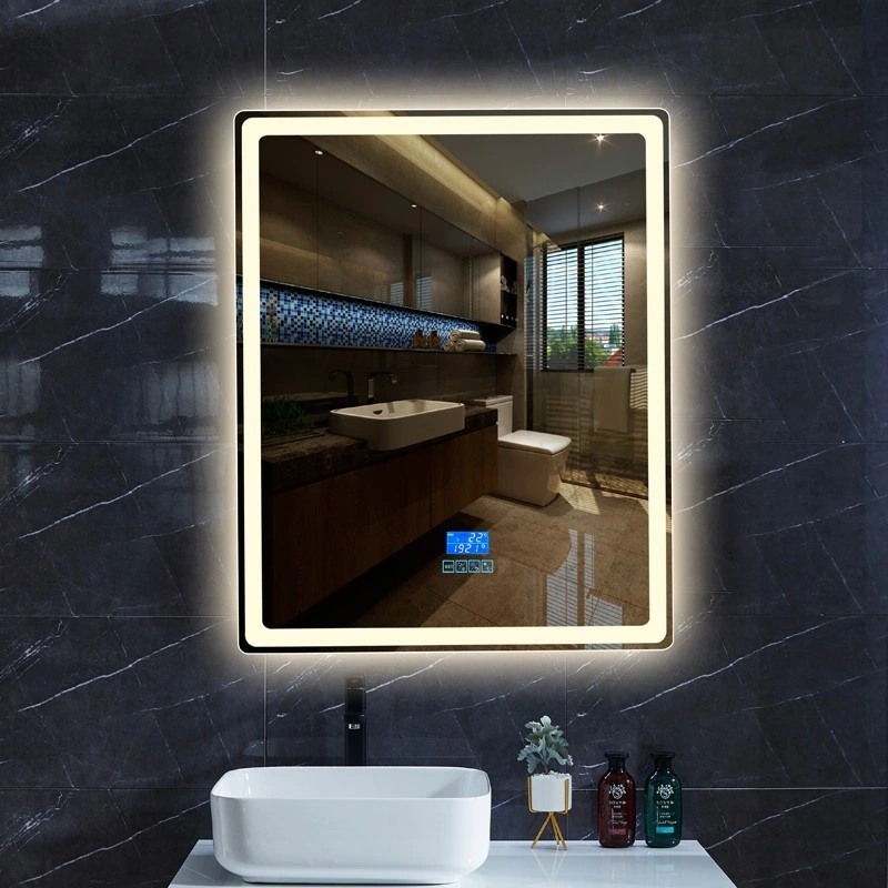 Modern Bathroom Wall Mounted Smart LED Mirror with Time Display