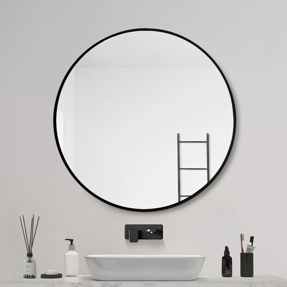 Matte Black Aluminium Frame Decorative Circle Mirror for Wall Modern Round Bathroom Mirror for Vanity