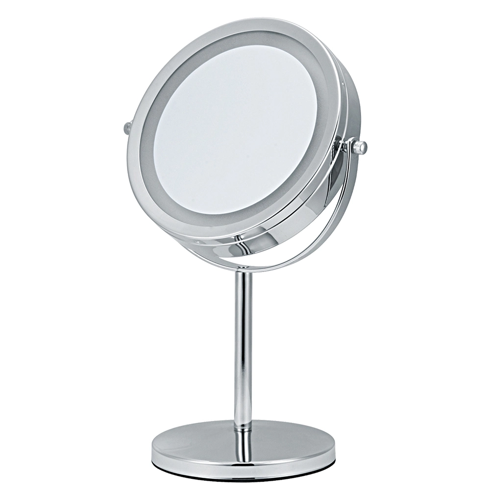 Customized 1X 3X 5X 10X Magnification 7 Inch Standing Round Metal Makeup Mirror with LED Light