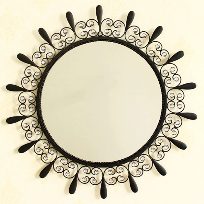 Otel Project Sun Shaped Decorative Metal Wall Mirror with Glass Tile