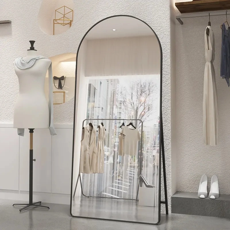 Dressing Floor Mirror Standing Shows Thin Clothing Store Bride Mirror Aluminum Alloy Arch Standing Full Length Mirror