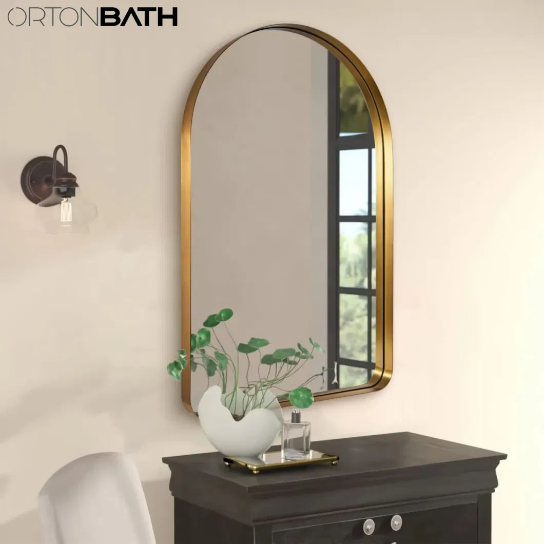 Ortonbath Gold Round Sunburst Circle Bath Home Smart Wall Mounted Non-LED Mirror Bathroom Designer Art Decor Mirror