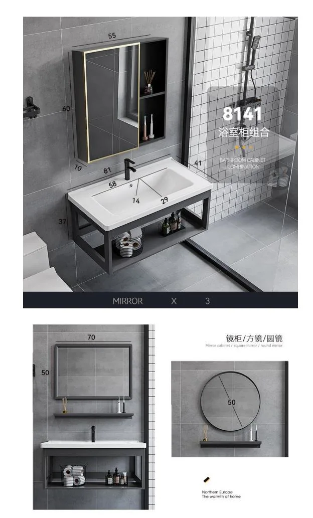 Attractive Bathroom Classic Aluminium Bathroom Single Vanity Cabinet Bathroom Mirror Cabinet