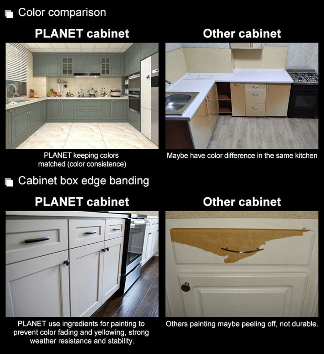 Modern Modular Designs L-Shape Built in Cupboards Kitchen Cabinet with Drawers