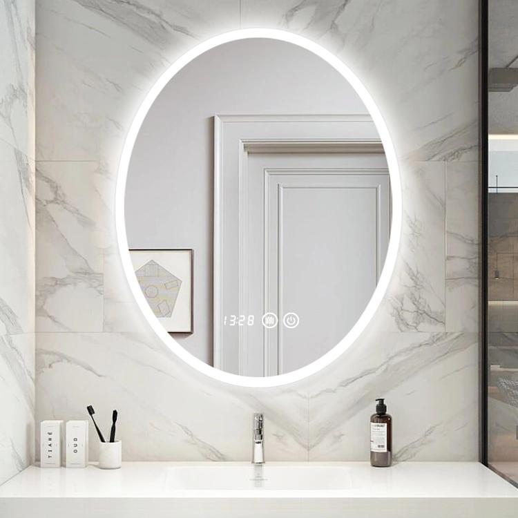 Mart LED Bathroom Mirror Touch Frame Circle Mounted Bathrooms Wall Mirrors