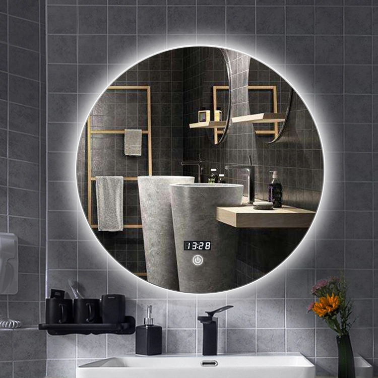 Mart LED Bathroom Mirror Touch Frame Circle Mounted Bathrooms Wall Mirrors