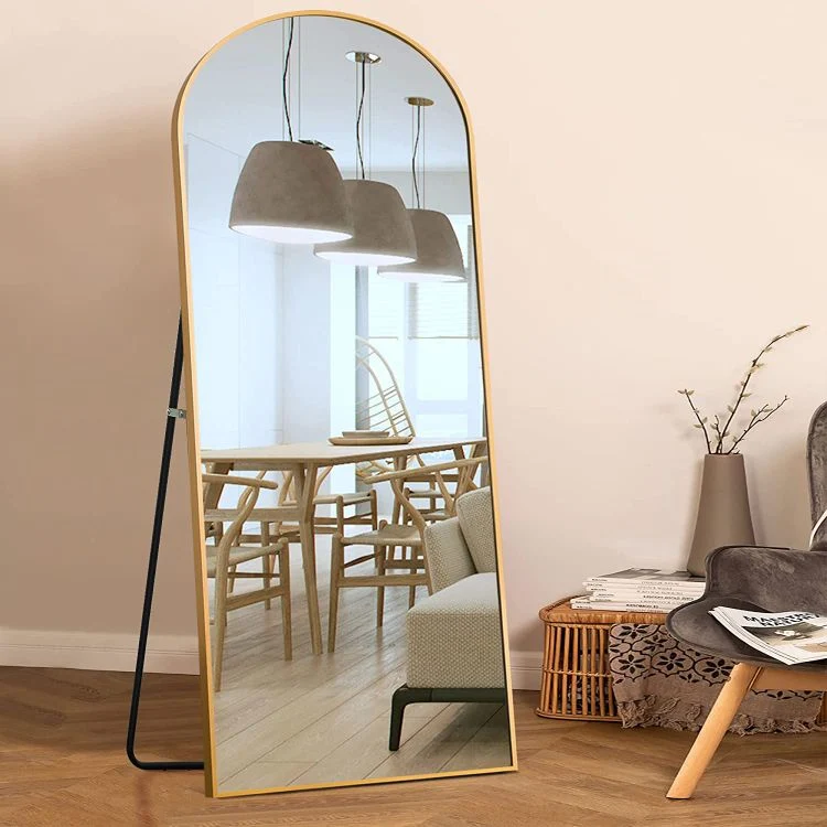 Customization Rectangle Arch Track Shape Oval Full Length Wall Mirror Metal Framed Floor Dressing Frame Mirror