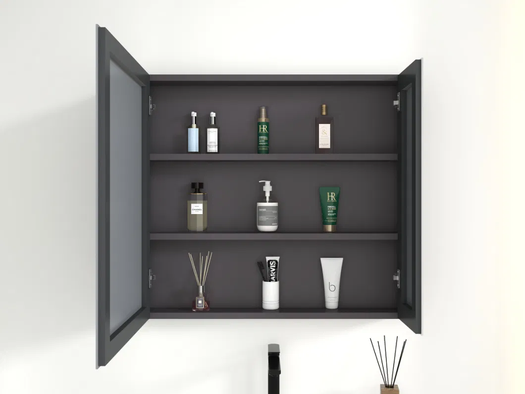 Modern Wall Mounted Plywood Ceramic Basin Bathroom Cabinet with Mirror