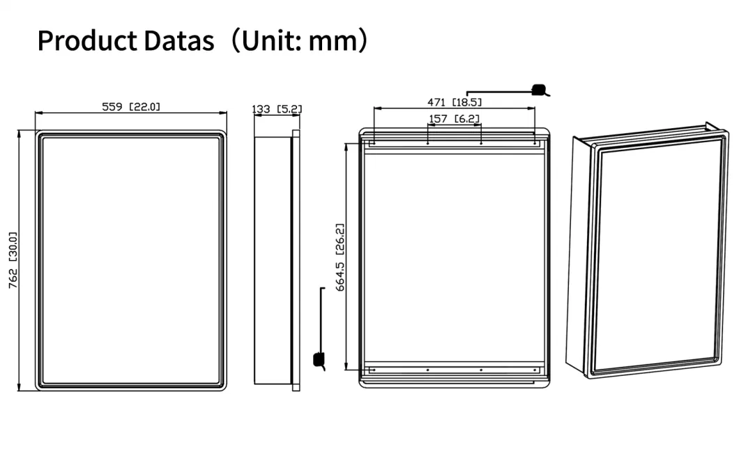 Aluminum Bathroom Medicine Cabinet with Black Frame Single Mirror Door 22 Inch X 30 Inch Recess or Surface Mount, Silver