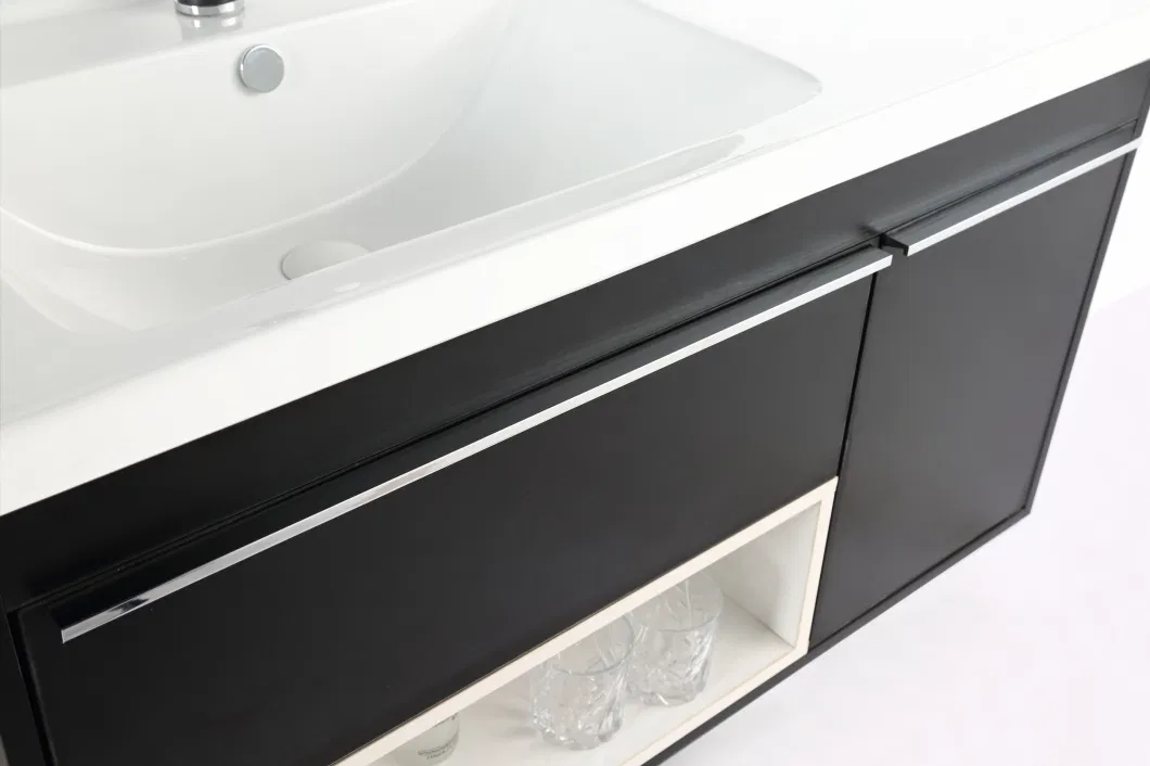 Sanitary Ware Black Color Light Luxury Bathroom Cabinet Ceramic Basin Sink Cabinets Mirrored Cabinet Vanity