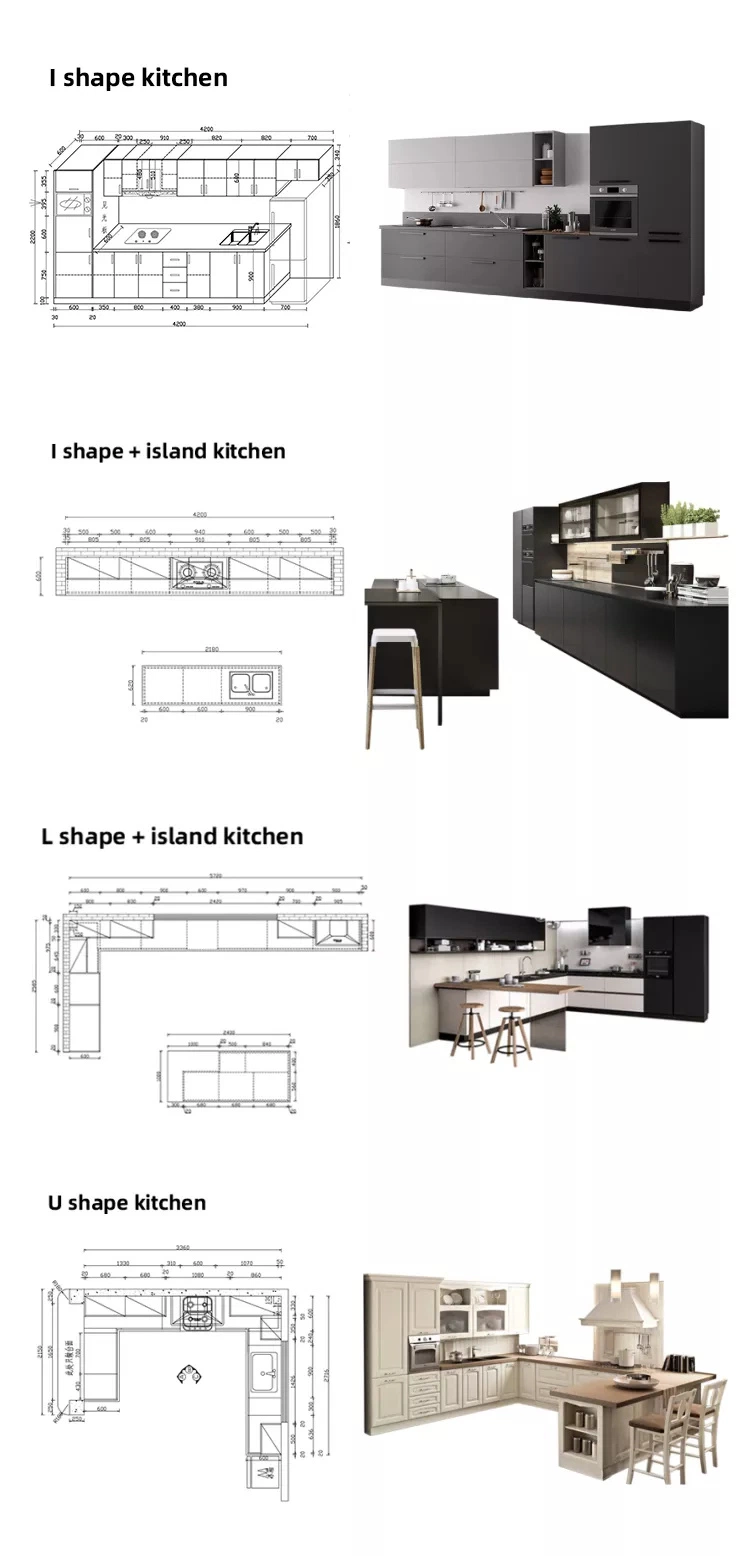 Cbmmart Contemporary Classic Design Custom Built in Kitchen Cabinets with Countertops Set