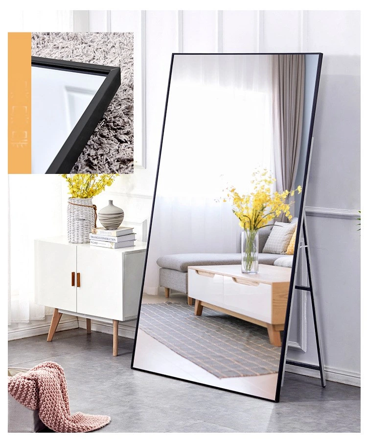 Thin and Tall Mirror with Aluminum Alloy Frame Clothing Store Makeup Mirror