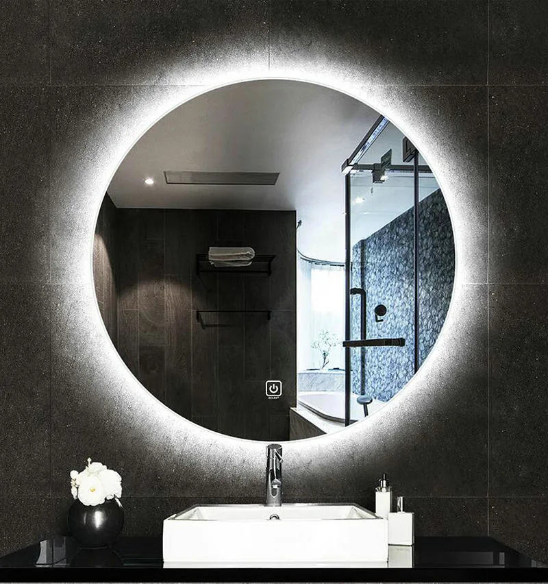 Bathroom Round LED Light Backlit Smart Mirror with Touch Switch